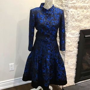 Tory Burton silk & wool vibrant blue and black suit